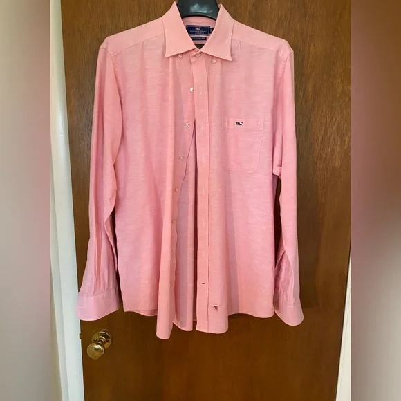 Vineyard Vines Men’s Large Slim Fit Pink Dress Shirt - Picture 3 of 5